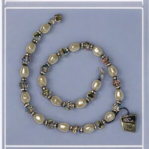 NWT 60’s VINTAGE PAKULA Pearl & Rhinestone Beaded Necklace